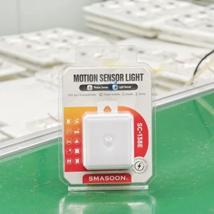 Led Motion Sensor Night Light Light Control Mini Abs Material Minimalist Design Battery Powered Smart for Indoor Cabinet Closet