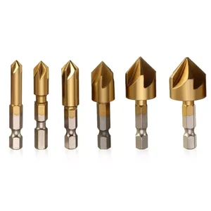 6PC High Speed Steel Countersink Drill Bit Set 1/4