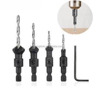 4pc 6#13#14#16# Round Shank Screw Guide Countersinking Head Countersinking Wood Drill