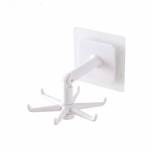 Bestselling Plastic Rotating Hook 360 Rotation Six-Claw Kitchen Adhesive Wall-Mounted Drilling Required Stain-Free Household