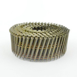 Ring Shanks Yellow Coated 15 Degree Wire Collated Coil Nails With Coil Nail Gun For Customized Wooden Box