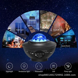 Factory Wholesale LED White Living Room Atmosphere Lighting Plastic Body Small Bowl USB Music & Rotating Water Ripple Star Lamp