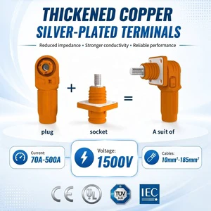 Waterproof 70A-500A Energy Storage Connector Industrial IP67 1500V Battery Terminal Connector For Energy Storage Systems