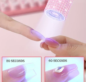 5W Portable Handheld UV Light for Gel Nails 5W Portable Diamond Mini UV Light for Nails Rechargeable UV LED Lamp