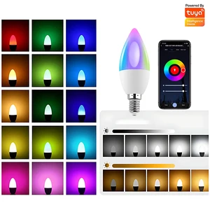 Smart Tuya Wifi RGBCCT RGBCW LED Bulb Light 110V/220V LED Candle Light E14 Color Changing Dimmable Home Decor Voice Control