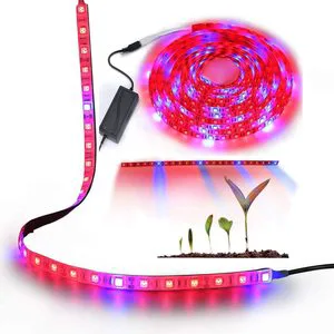 Indoor LED Plant Grow Strip Lights 5050 SMD 16.4ft Waterproof Strip Light with 12V Adapter for Greenhouse Hydroponics