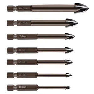 Cross Hex Drill Bit Set for Concrete Porcelain Tile Glass Metal Professional Multifunction Drill Bits Kit Tools Carbide Drills