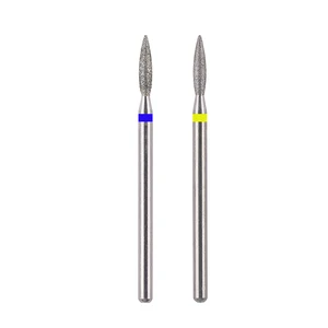 Pedicure Manicure Cleaning Long Flame Shape Diamond Cuticle Milling Cutter Drill Bits Nail for Manicure