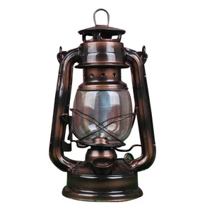 Retro French Country Copper Plated Hurricane Lantern Traditional Kerosene Lamp Hanging Wedding Outdoor Camping Decor