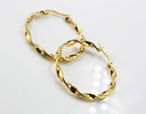 BMZ 2021 Vacuum Plating Stainless 30mm Large Geometric Hoop Silver Real Gold Ion Plating Flower Waving Heart 40mm Earring Hoop
