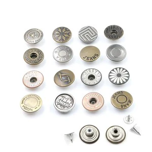 Custom Logo Brass Jeans Tack Buttons And Rivets Denim Garment Metal Jeans Button For Clothing