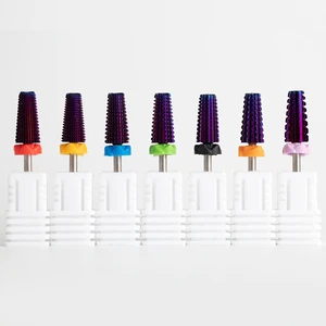 Purple 5 in 1 Drill Bit Cross Cut Carbide Nails Drill Bit Multi-functional Nail Drill Bits