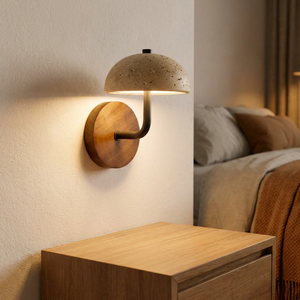 Japanese Wabi Sabi Travertine Lamp 12W LED Mushroom Wall Light Nordic Bell Shade Multicolored Restaurant Corridor Sconce Dining