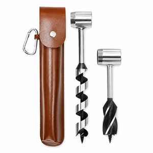 Weisita Bushcraft Hand Auger Drill Bit Set PU Leather Sheath Manual Multi-Use Wood Hole Maker Camping Survival Woodworking Tools