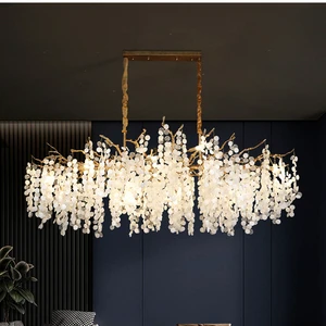 Modern Luxury Branches Chandelier Villa Bedroom Duplex French Light Money Tree Crystal Pendant Lamp