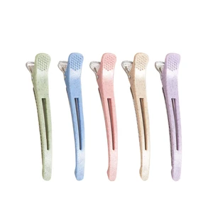 Private Logo Wheat Straw Fiber Salon Use Hair Clips Anti-slip High Temperature Hair Shark Duckbill Clip