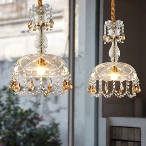 Luxury Simple Modern Glass Crystal Chandelier Hanging Pendant Light Bedroom Bedside Kitchen Lighting Customize Supplier