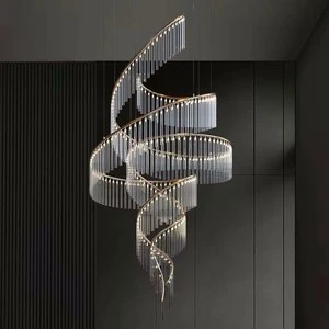 Hotel Lobby Project Customized Hot Selling Nordic Pendant Light Indoor Luxury Crystal Long Modern LED Chandelier