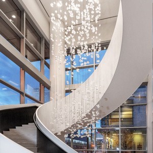 Modern Style Handmade Stone Glass Pendant Lights High Ceiling Hotel Stairs Villa Large Long Chandeliers