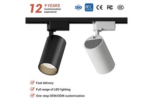 High Brightness Commercial Lighting Hotel Villa Store Black White Ceiling Aluminum 20W 30W Rail System COB LED Track Light
