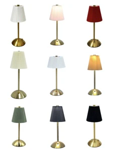 Customizable Usb Charging Creative Indoor Pleated Fabric Lampshade Decorative Portable Touch Control Dimmable LED Table Lamp