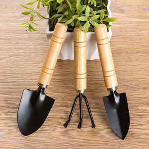 Household Small Three-piece Wood Shovel Set for Flower Planting Gardening Landscaping Soil Loosening Tools OEM Customizable