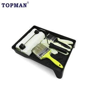 Topman 7-Piece Plastic Exterior Masonry Paint Brush Set 9inch Hand-Power Source Customizable OEM Support Includes Gloves Roller
