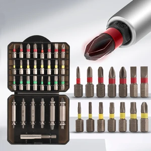 S2 Steel 25mm 24pcs Screwdriver Bit Set 6pcs Screw Extractors OEM Hand Impact Ready Magnetic Tool Kit Hard Case For Stripped