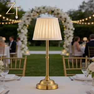 Rechargeable Cordless Table Lamp Touch Control Dimmer Led Desk Light Metal Wedding Night Lights With Fabric Lamp Shade