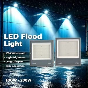 IP66 Waterproof 100W 150W 200W LED Flood Light Outdoor High Power Die-Cast Aluminum AC85-265V 2-Year Warranty for Stadium Garden