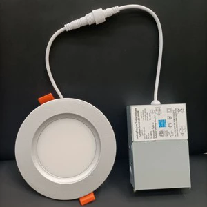 ETL ES IC Rated Airtight Sliver Round LED 4inch 6inch 8inch 9w 16w 18w Ultra-thin LED Panel Light 5CCT Ra90 Ra95 Wet Location