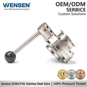Wensen 304/316 Sanitary Grade Stainless Steel Manual Butterfly Valve With Welded & Quick-clamp Dual Ports