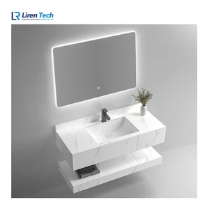 High Quality Two-Tier Sintered Stone Wall Mounted Bathroom Cabinets Modern Design Smart Mirror For Hospitals Available Wholesale