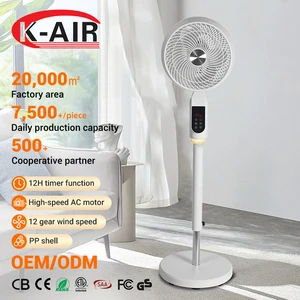 Hot Quality Indoor Remote Controlled 12 Wind Speeds Oscillating Timer Adjustable Height Household Electric Pedestal Fan