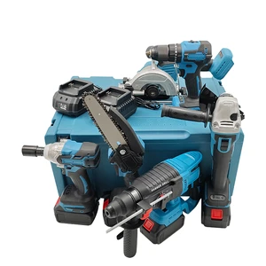 4 Pcs OEM Cordless Power Tool Set Lithium Battery Industrial Use Electric Combination Set Made Plastic Tool Box 1 Year Warranty