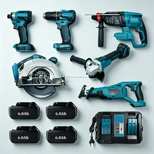 For MKT Cordless Power Tool Combo Kit 18V Brushless 6 Tools Construction Power Tools Set with 4x6.0Ah Battery & Dual Charger