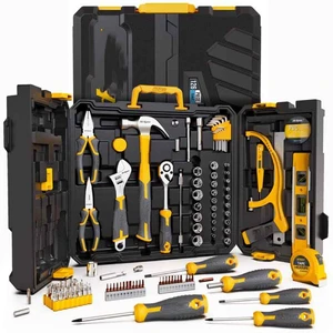 Household Tool Set Yellow Gray Series Screwdriver Adjustable Wrench Chromium-vanadium Steel Canvas Tool Bag Auto Repair