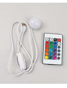 5V RGB Aluminum Lamp Bulb with Colorful Remote Control USB Power Led Light Source for Home Furnishing