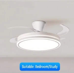 Ultra Quiet 35dB LED Ceiling Light with Fan Blades Modern White Flush Mount Ceiling Fan Light for Bedroom and Study