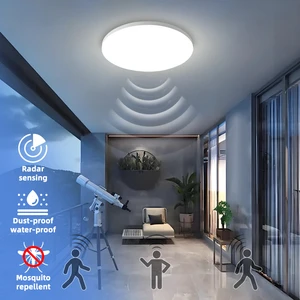 Modern 18W Radar Motion Sensor LED Ceiling Light Dimmable Microwave IP66 Waterproof Acrylic Staircase Bedroom Outdoor Porch Use