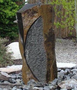Hand Carved Natural Basalt Boulder Column Fountain Garden For Outdoor Landscape Park Courtyard