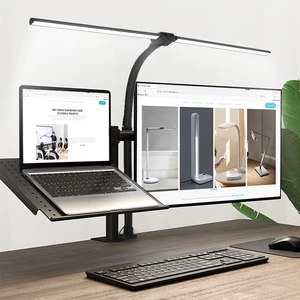 24W Double Head Clip Tafellamp Adjustable Luminarias De Mesa Office Tischlampe Desktop Work Task Study Desk Light LED Table Lamp
