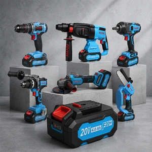 FIXTEC Professional Cordless Tools Combo Kits 20V Electric Impact Hammer Drill Cordless Power Tool Set