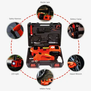 5 Ton Electric Hydraulic Floor Car Jack and Tire Inflator Pump and 5 in 1 Set with Electric Impact Wrench Car Repair Tools