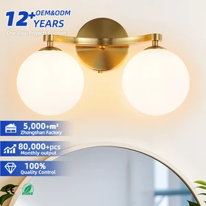 Minimalist Modern New Design Milky White Spherical Glass Wall Lamp Metal Vanity Light For Restaurant Bedroom Headboard Bathroom