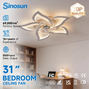 OEM ODM Factory Customizable Indoor Bedroom Fans Lamp 31 Inch Quiet DC Motor Remote Control Smart Led Ceiling Fan Light