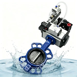 Ductile Iron Wafer Pneumatic Butterfly Valve D671X-16Q EPDM Soft Seal With Positioner Solenoid Valve PN16 DN40-DN300
