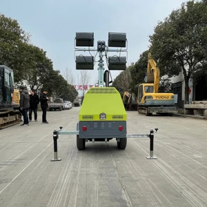 5 M 7 Meters Trailer Hand-lifting Electric High Mast Lighting Tower Mechanical Light Tower with diesel Generator Price