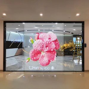 Indoor Adhesive Transparent Flexible LED Film Crystal Screen Display Panel Transparent LED Film Screen For Glass