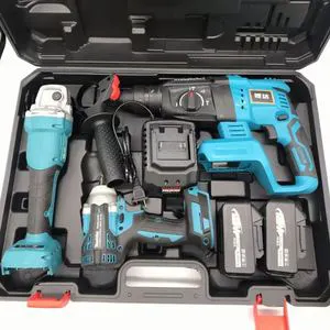 Rechargeable Household Power Tool Set Includes Lithium Drill Wrench Angle Grinder Electric Hammer